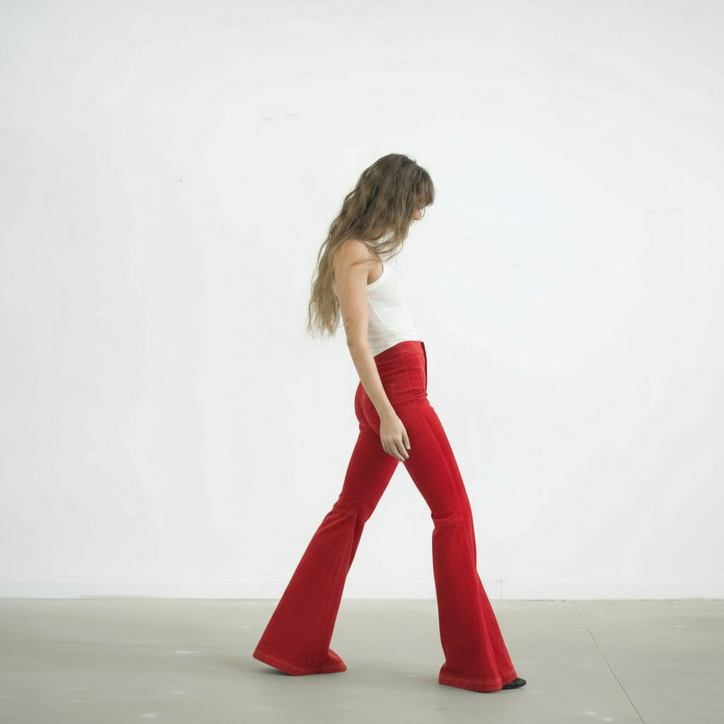 The Holly Cord Flares in Red