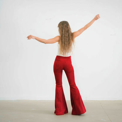 The Holly Cord Flares in Red