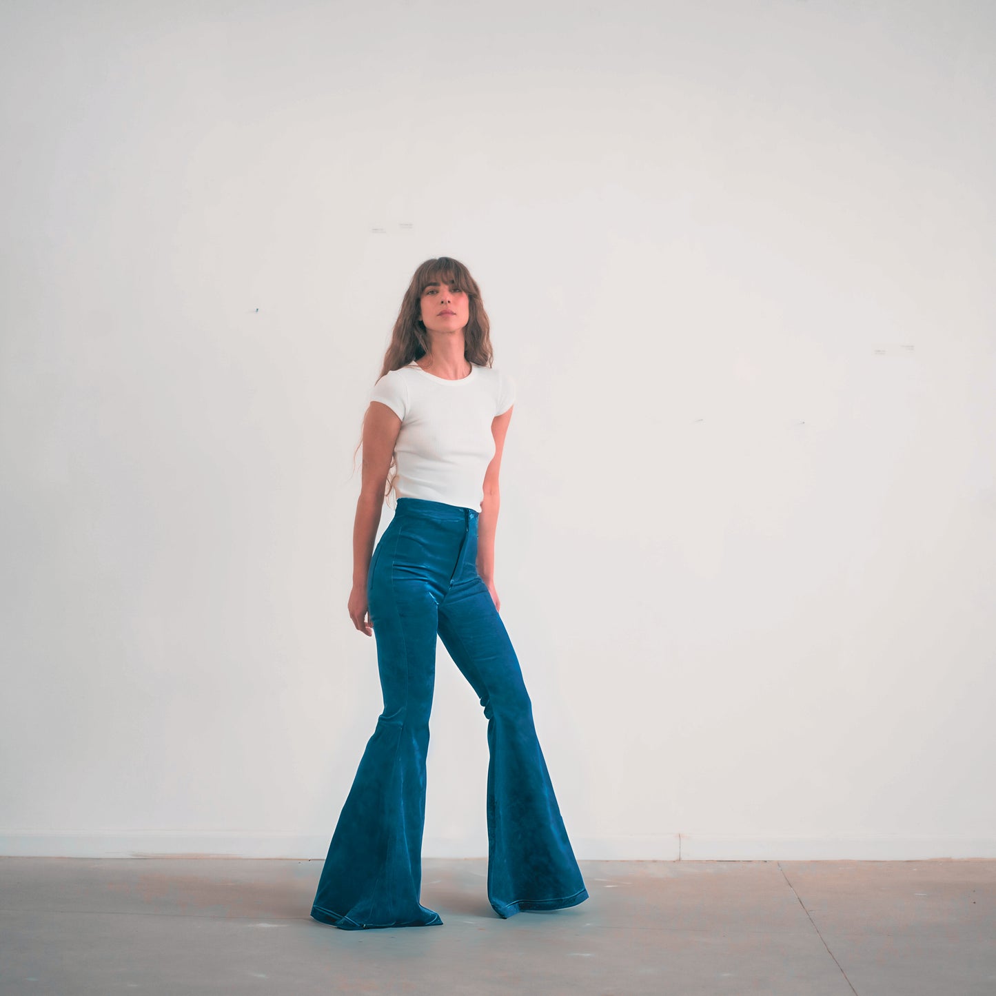 The Holly Cord Flares in Denim Blue