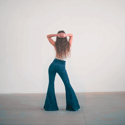 The Holly Cord Flares in Denim Blue