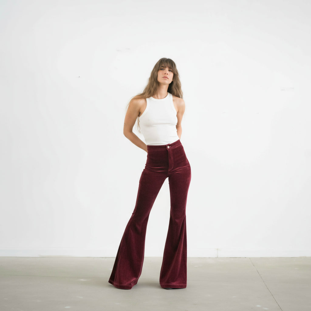 The Holly Cord Flares in Burgundy