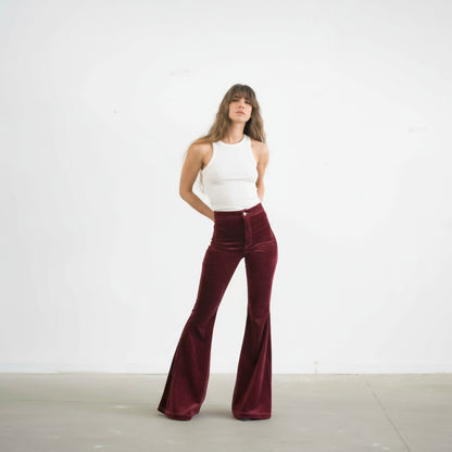The Holly Cord Flares in Burgundy
