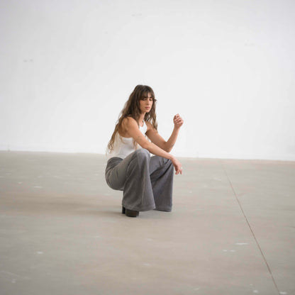 SIMIS The Holly Cord Flares in Gray – stylish gray corduroy bell-bottom pants with a flattering high waist and perfect flare to elongate the legs.